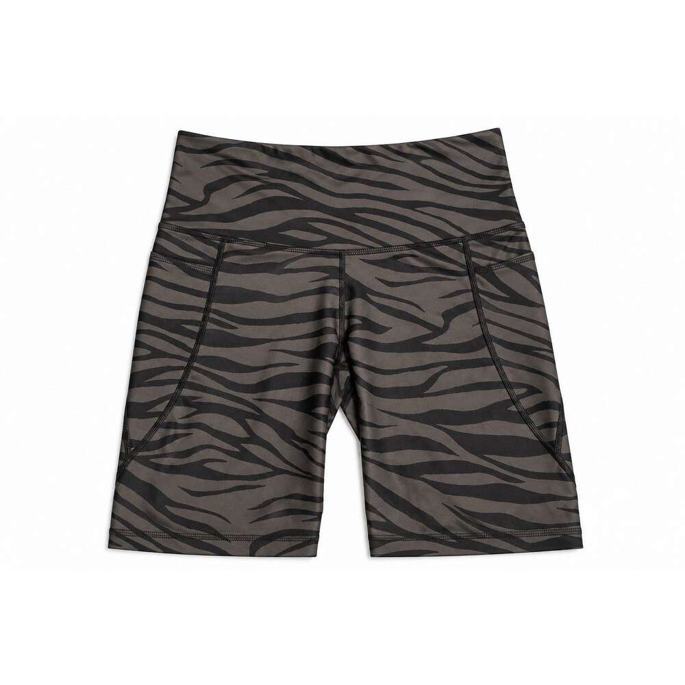 Old Navy PowerSoft Zebra Print High Rise Biker Shorts Women’s Medium Animal